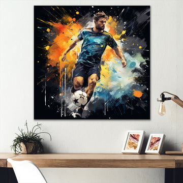 Green And Yellow Soccer Player I - Soccer Canvas Wall Art